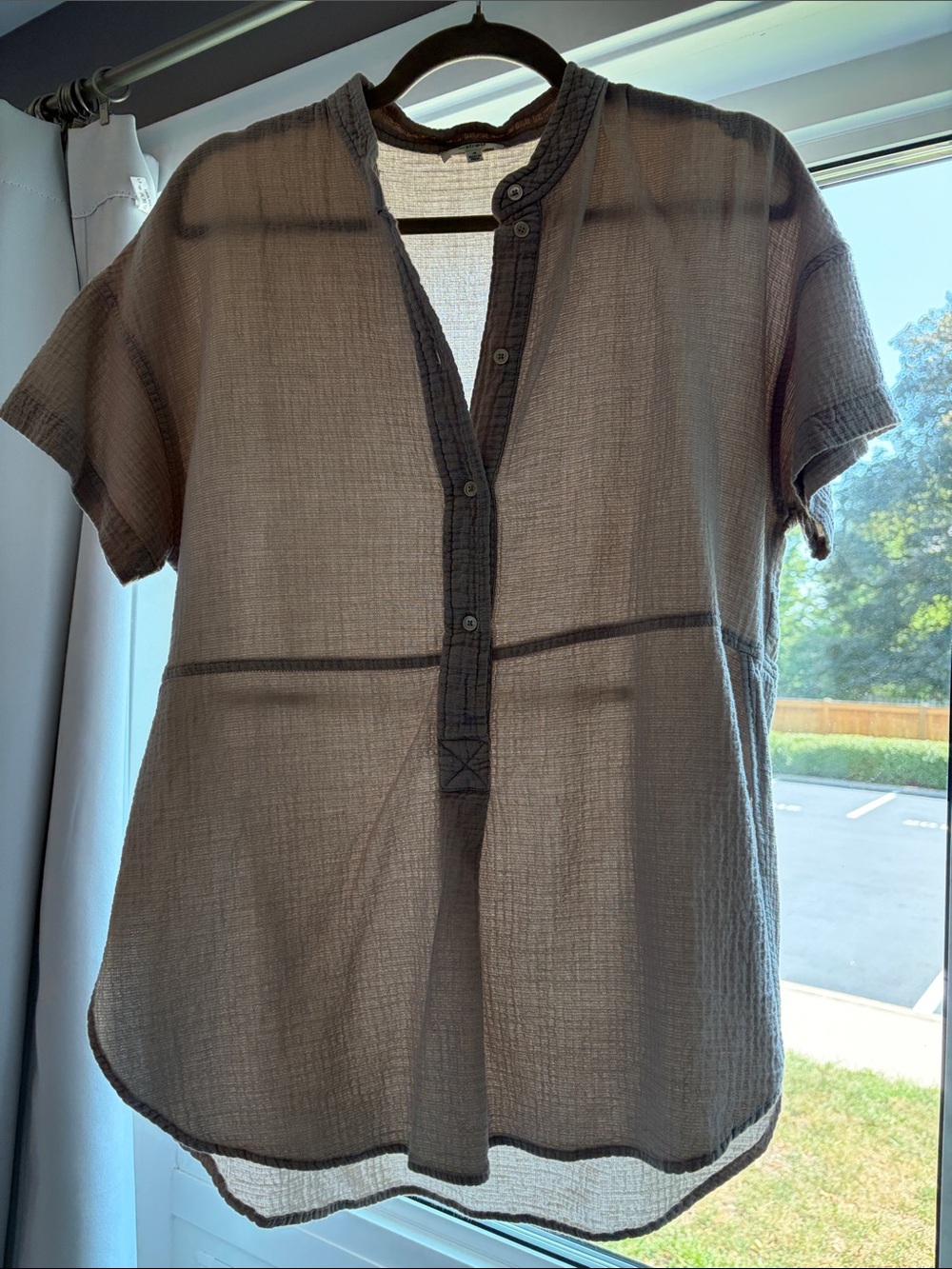 Wilfred Short-Sleeve Buttoned Henley Shirt in grey M - Picture 5 of 6